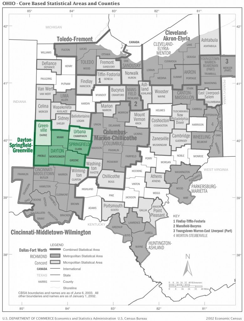dayton ohio cbsa, msa, µSA